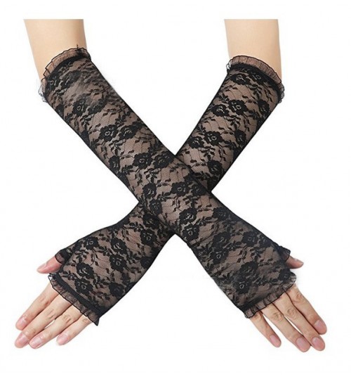 Elegant women's thin lace fingerless gloves