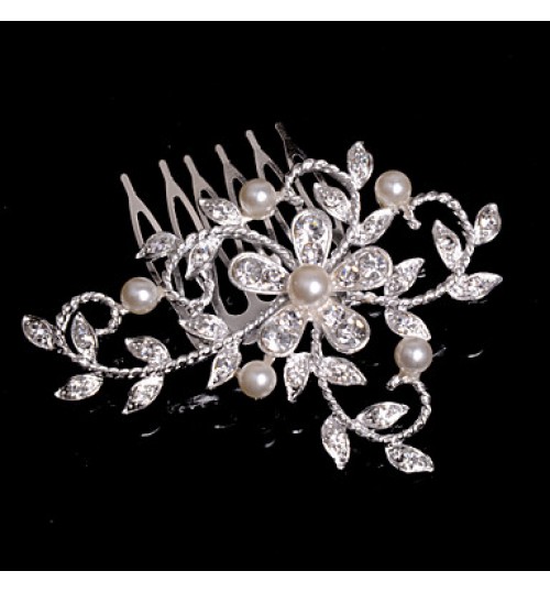 Alloy Hair Combs With Imitation Pearl/Rhinestone Wedding/Party Headpiece  