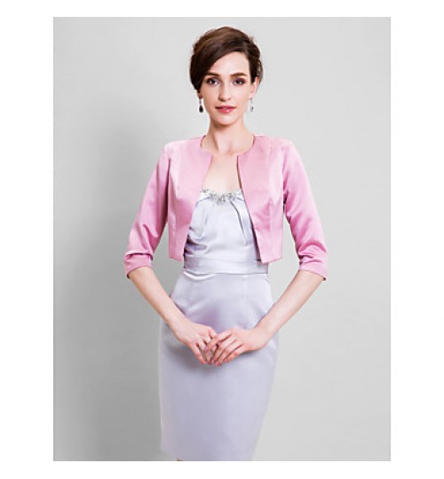 Women&#039;s Wrap Shrugs Half-Sleeve Satin Candy Pink Wedding / Party/Evening  