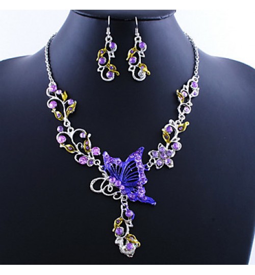 Amazing Butterfly Alloy with Acrylic Necklace,Earrings Jewelry Set(More Colors)  