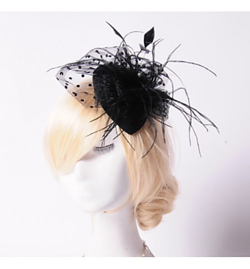 Women&#039;s Feather / Pearl / Net Headpiece-Wedding / Special Occasion / Outdoor Fascinators / Hats 1 Piece  