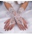 lady&#039;S White Lace Elastic Silk Flower Shape Tulle Fingerless Elbow Length Bridal Gloves for Wedding Party  