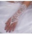 lady&#039;S White Lace Elastic Silk Flower Shape Tulle Fingerless Elbow Length Bridal Gloves for Wedding Party  