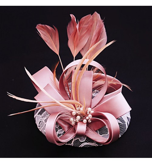 Women&#039;s Satin / Lace / Feather / Flax Headpiece-Wedding / Special Occasion / Casual / Outdoor Fascinators 1 Piece  