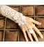 Lace Elbow Length Wedding/Party Glove with Pearl Adjustable Rose Ring(1 PCS)  