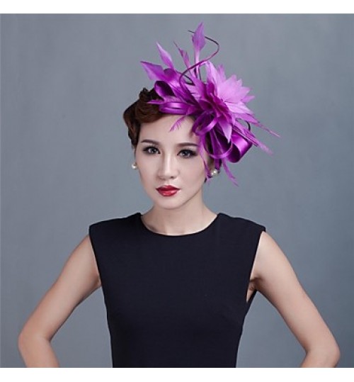 Women Wedding/Party Satin Fascinator with Feathers SFC12214  