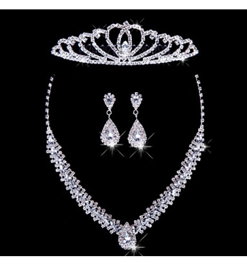 Ladies&#039;/Women&#039;s Alloy Wedding/Party Jewelry Set With Rhinestone  