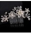 Vintage Wedding Bride Flower Austria Rhinestone Pearl Flower Silver Combs Hair Accessories  