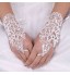 lady&#039;S White Lace Elastic Silk Flower Shape Tulle Fingerless Wrist Length Bridal Gloves for Wedding Party  