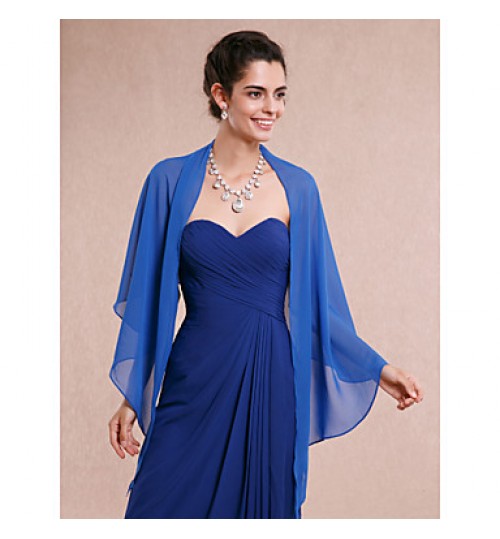 Women&#039;s Wrap Shawls Sleeveless Chiffon Royal Blue Wedding / Party/Evening  