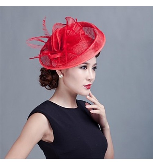 Women Wedding Party Sinamay Feather Bridal Fascinators Hats  