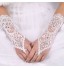 lady&#039;S White Lace Elastic Silk Flower Shape Tulle Fingerless Elbow Length Bridal Gloves for Wedding Party  