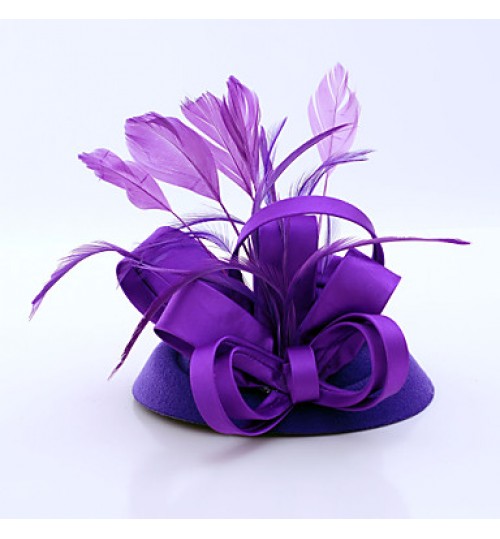 Women&#039;s Satin / Feather / Flannelette Headpiece-Wedding / Special Occasion / Casual / Outdoor Fascinators 1 Piece  