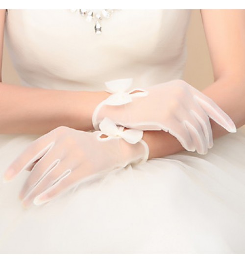 Wrist Length Fingertips Glove Nylon Bridal Gloves / Party/ Evening Gloves Spring / Summer / Fall / Winter Bow  