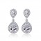 Double Teardrop Cubic Zircon Dangle Bridal Earrings for Women  