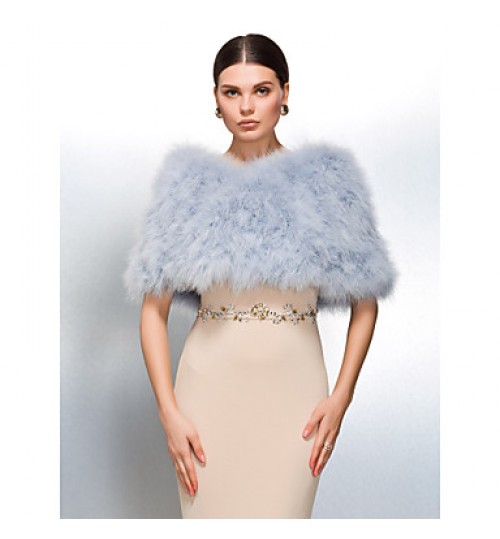 Fur Wraps / Wedding  Wraps Shrugs Feather/Fur White / Pearl Pink / Camel Wedding / Party/Evening / Casual Clasp  