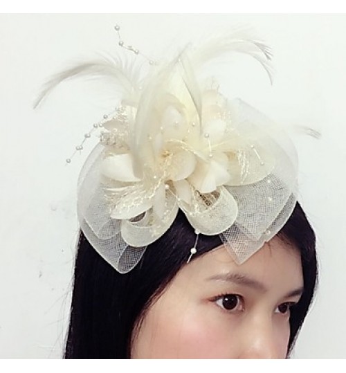 Women&#039;s Feather / Tulle / Net Headpiece-Wedding / Special Occasion Fascinators 1 Piece  