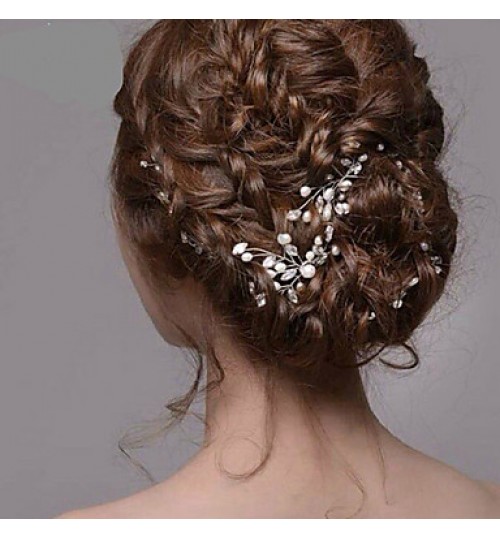 Bride&#039;s Flower Shape Rhinestone Pearl Wedding Hair Clip Accessories 1 PC  