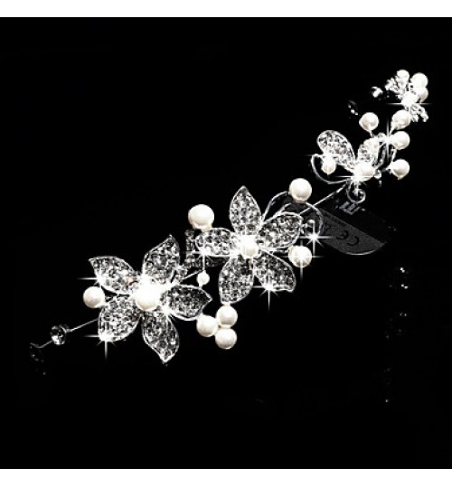 Women&#039;s Pearl Rhinestone Wedding Bridal Tiara Headpieces  