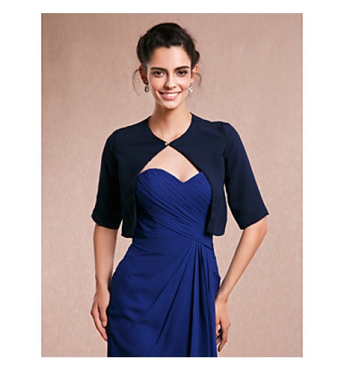 Women&#039;s Wrap Shrugs Half-Sleeve Chiffon Dark Navy Wedding / Party/Evening  