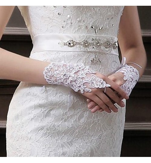 Lace/Voile Wrist Length Fingerless Wedding/Party Glove  