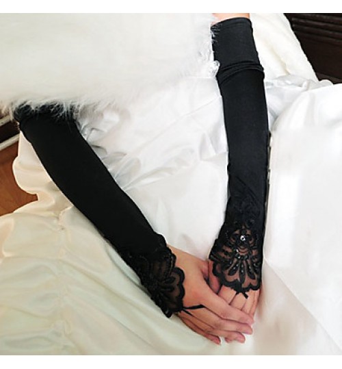 Opera Length Fingerless Glove Elastic Satin Bridal Gloves / Party/ Evening Gloves Spring / Summer / Fall  