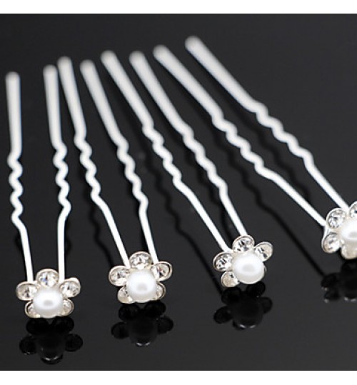 Pearl Flower U Shape Flower Wedding Headpieces Hairpins (set of 20)  