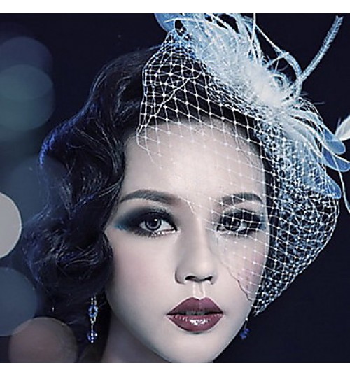 Women&#039;s Feather / Tulle Headpiece-Wedding / Special Occasion / Outdoor Birdcage Veils  