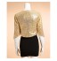 Wedding  Wraps Coats/Jackets 3/4-Length Sleeve Sequined Gold Wedding / Party/Evening Scoop Sequin Open Front  