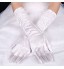 lady&#039;S White Lace Elastic Silk Flower Shape Tulle Fingertips Elbow Length Bridal Gloves for Wedding Party  