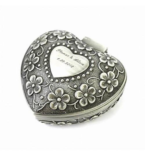 Personalized Elegant Heart-shaped Decorative Pattern Tin Alloy Women&#039;s Jewelry Box  