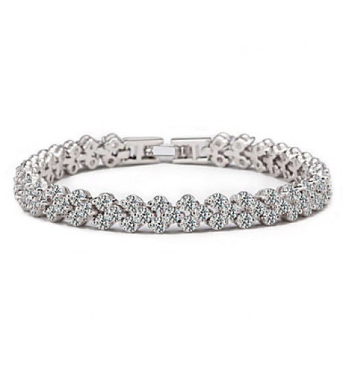 Women&#039;s Chain Bracelet Silver Rhinestone  