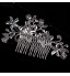 Vintage Wedding Bride Flower Austria Rhinestone Pearl Flower Silver Combs Hair Accessories  