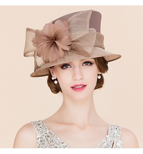 Women&#039;s Satin / Feather / Flax Headpiece-Wedding / Special Occasion / Casual Fascinators / Hats 1 Piece  