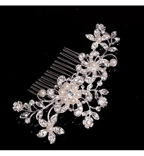 Alloy Hair Combs With Imitation Pearl/Rhinestone Wedding/Party Headpiece  