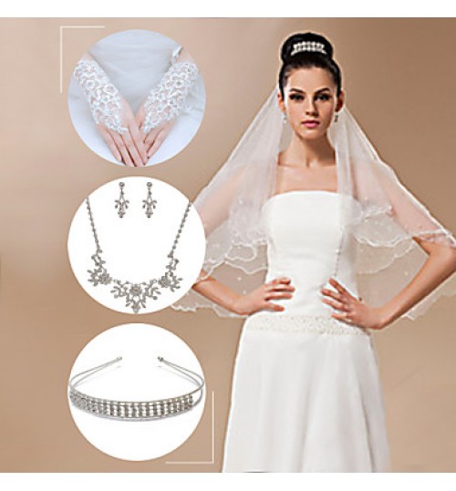 Wedding Accessories Set(Veil &amp; Gloves &amp; Headdress &amp; Necklace &amp; Earrings)  