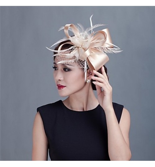 Women Wedding/Party Satin Fascinator with Feathers 1990  