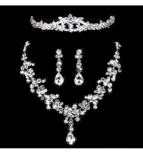 Ladies&#039;/Women&#039;s Alloy Wedding/Party Jewelry Set With Rhinestone  